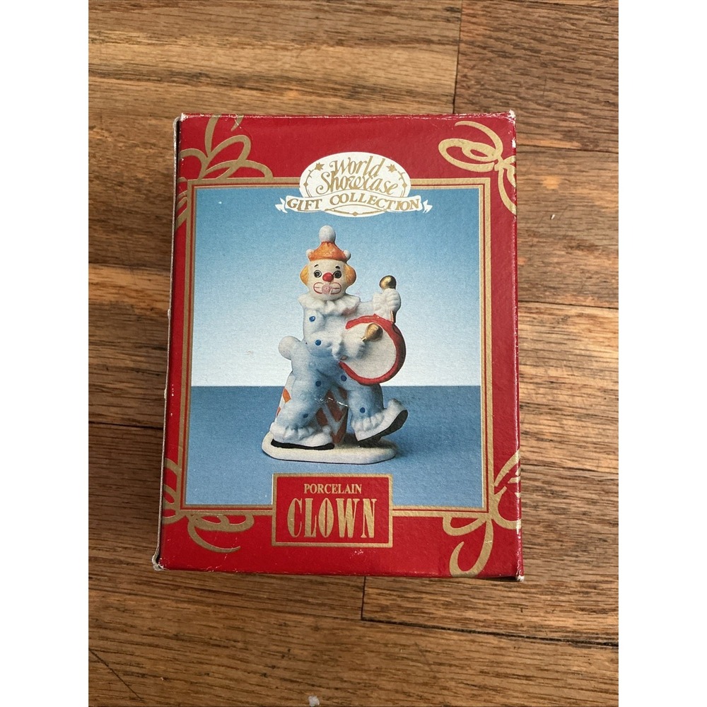 Vintage World Showcase Porcelain Clown Figurine with Box